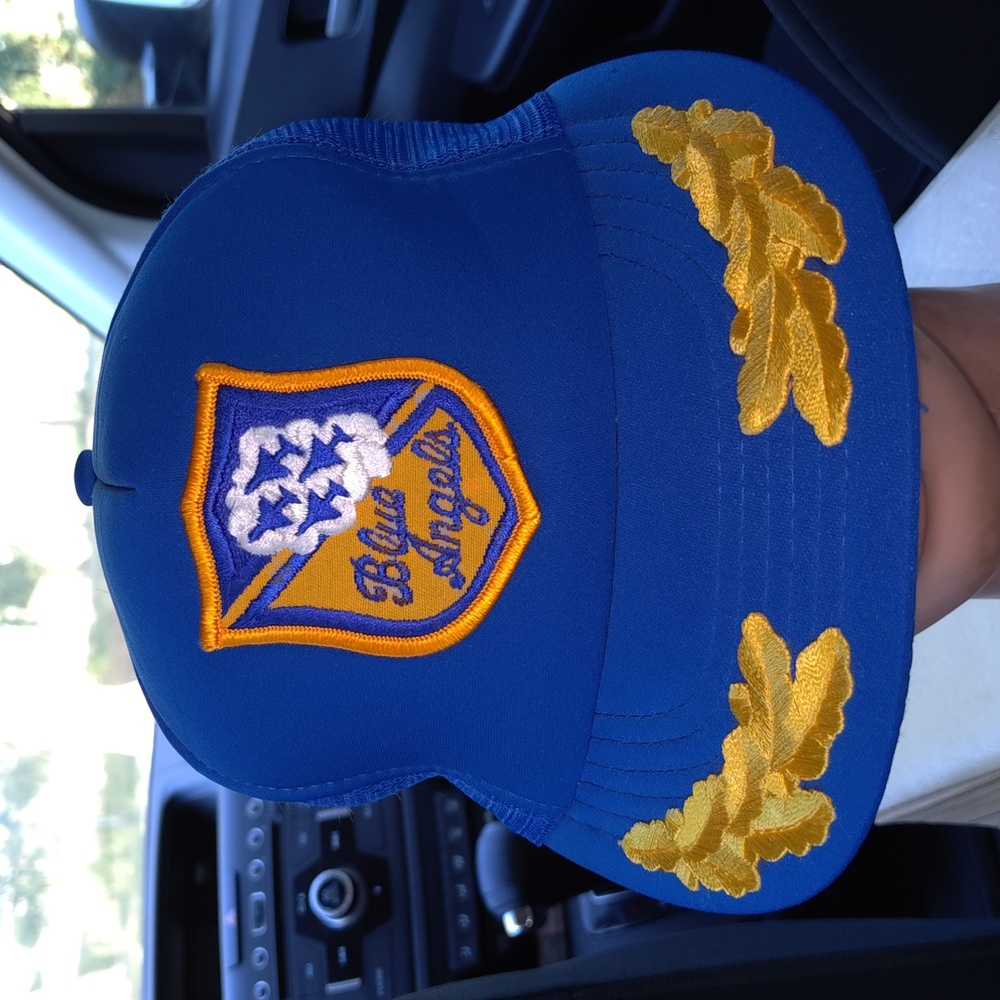 Vintage 70's US Military Blue Angels Air Show Trucker Snapback Hat Jet Goldleaf